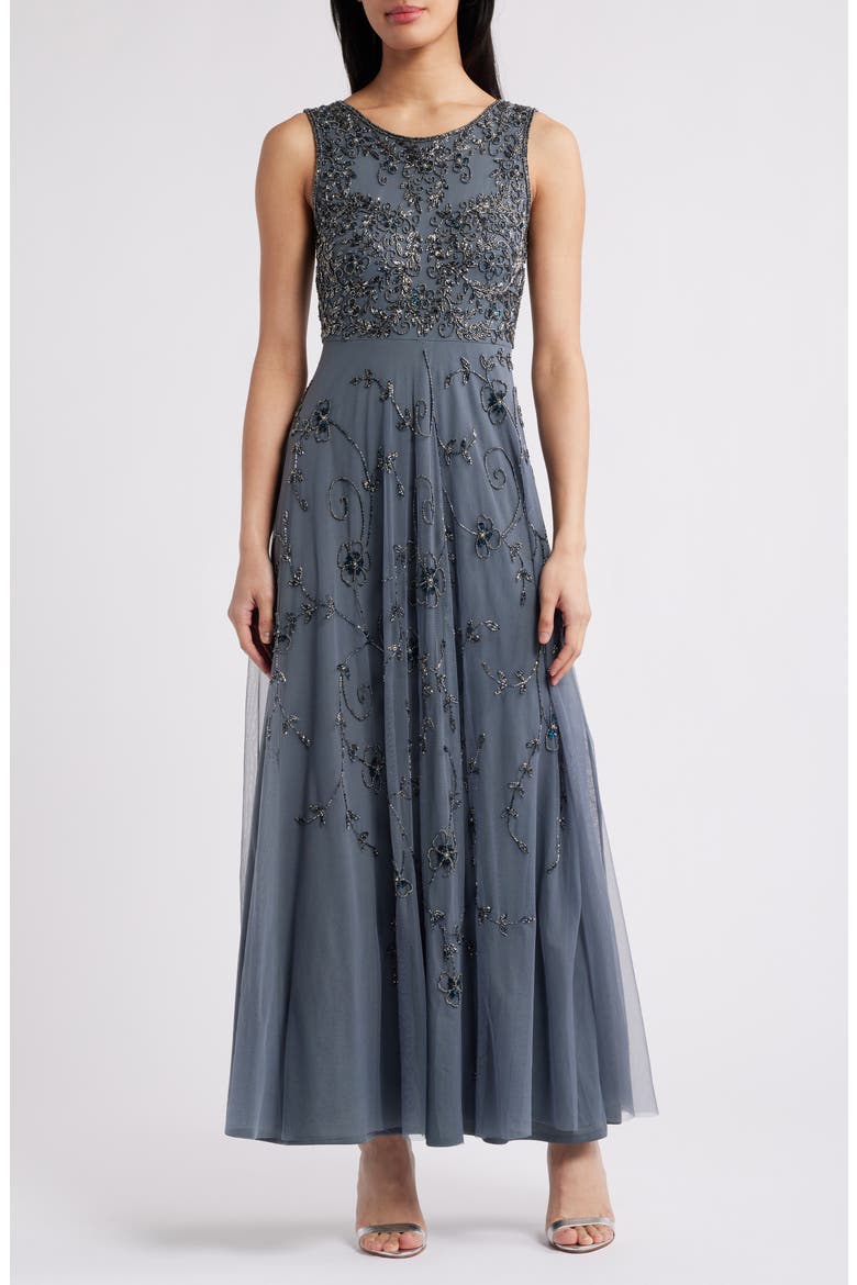 Embellished Cocktail Dress with Open Front Jacket, Alternate, color, SMOKE
