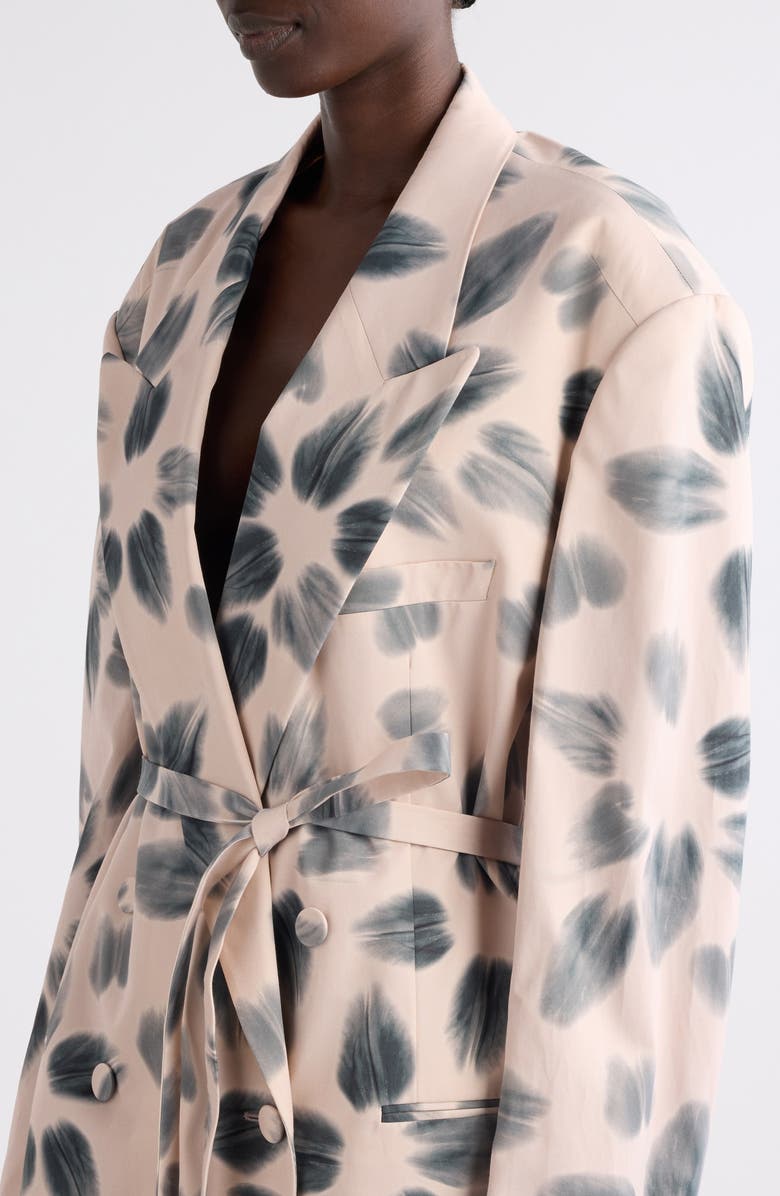 Dries Van Noten Blessy Floral Print Belted Double Breasted Blazer, Alternate, color, Blush
