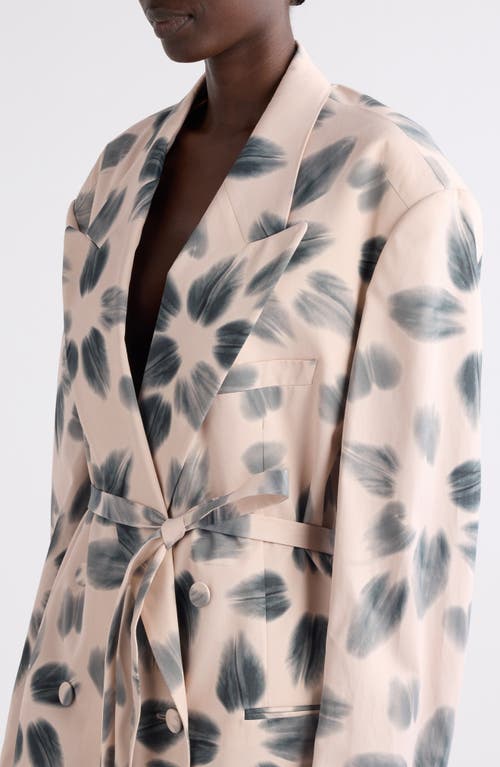 Dries Van Noten Blessy Floral Print Belted Double Breasted Blazer