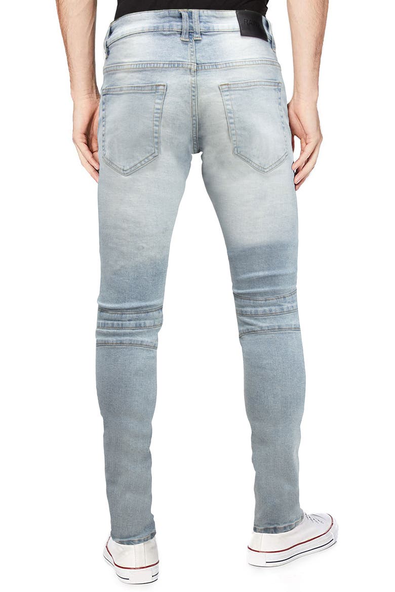 Raw X Moto Rip & Repair Stretch Skinny Jeans, Alternate, color, LIGHT DENIM