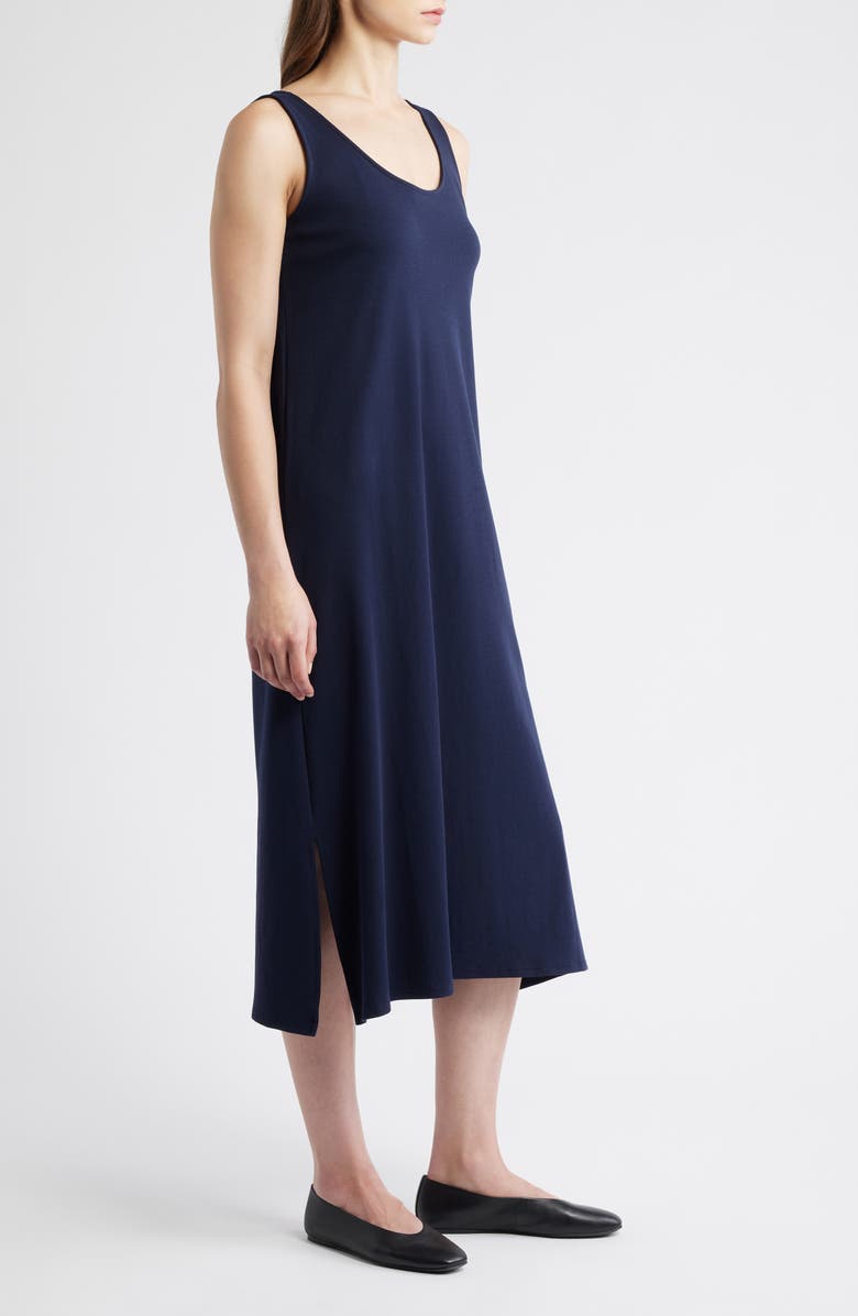 Eileen Fisher Sleeveless Organic Cotton Midi Dress, Alternate, color, Ink
