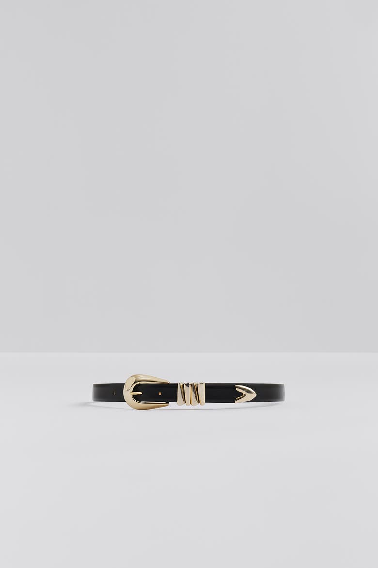 Azelia Buckle Leather Belt, Alternate, color, Black