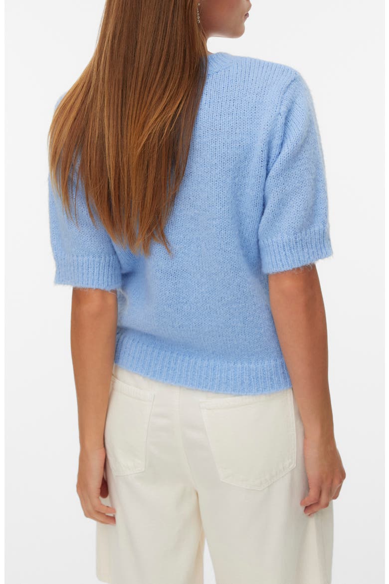 Madden Floral Argyle Plaid Short Sleeve Sweater, Alternate, color, BRUNNERA BLUE