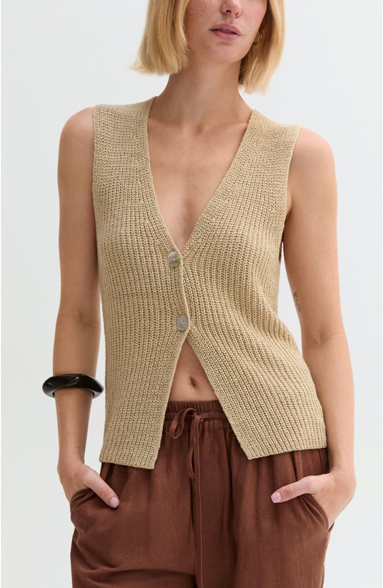 CRESCENT Beachy Sweater Vest, Main, color, Beige