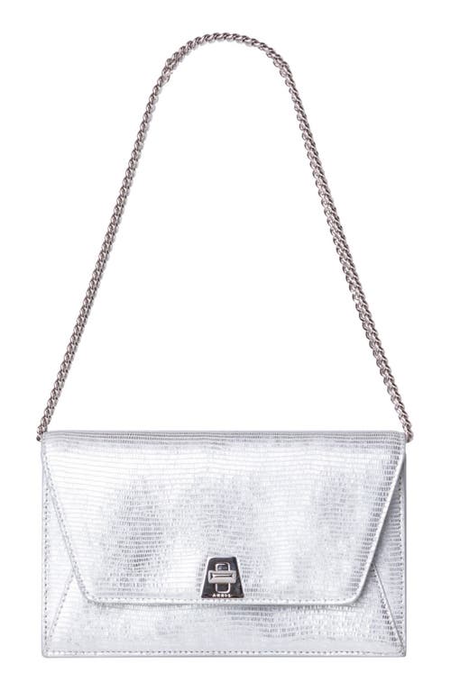Akris Anouk Lizard Embossed Leather Envelope Wallet On A Chain In Metallic