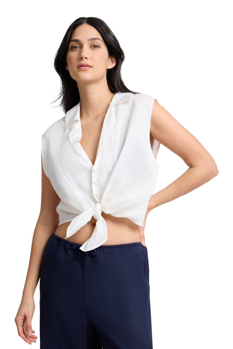 Tie Front Shirt, Alternate, color, White