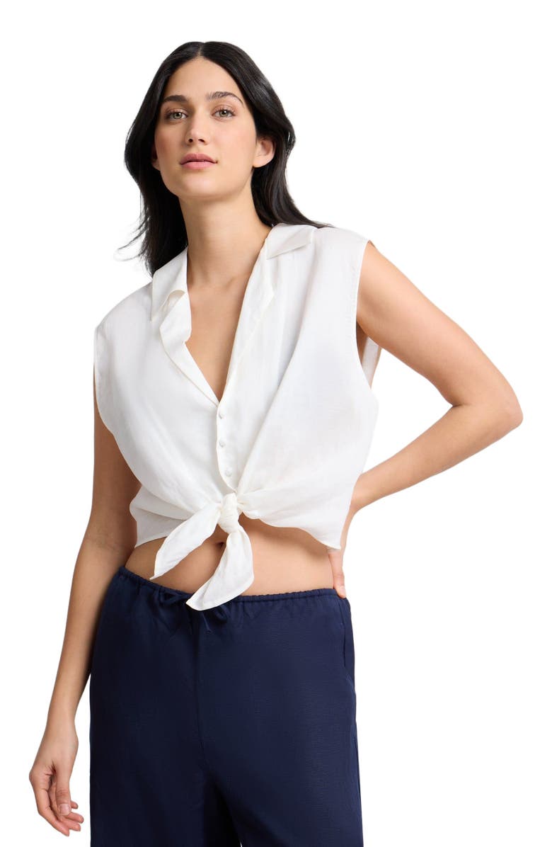 Onia Tie Front Shirt, Alternate, color, White