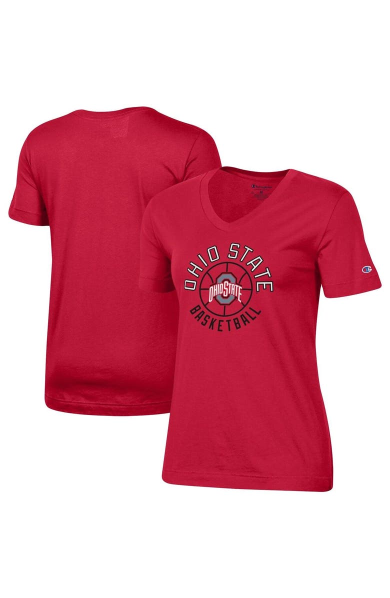 Champion Women's Champion Scarlet Ohio State Buckeyes Basketball V-Neck T-Shirt, Alternate, color, 