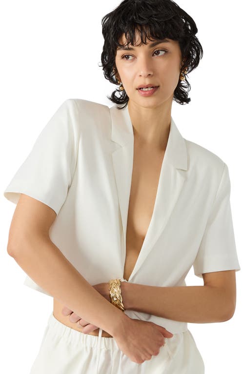 Steve Madden Fia Tie Front Short Sleeve Crop Blazer In White