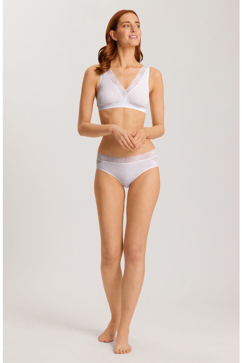 Cotton Delight Wireless Lace Trim Soft Cup Bra, Alternate, color, WHITE