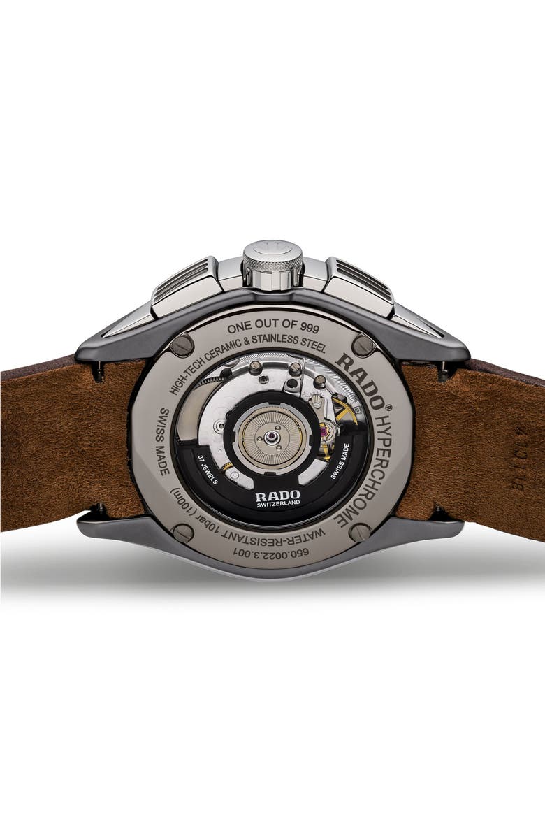 RADO Hyperchrome Chronograph Automatic Leather Strap Watch, 45mm ...
