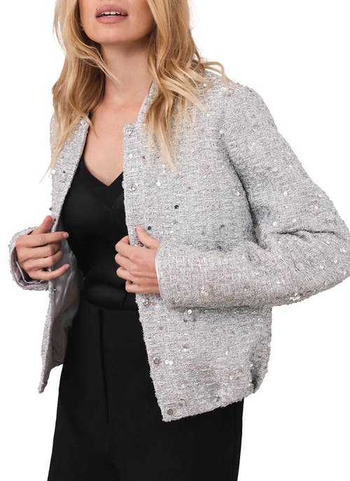 Mint Velvet Sequin Boucle Bomber In Metallic