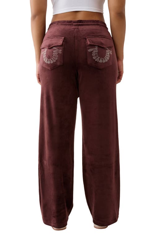 True Religion Rhinestone Velour Straight Leg Drawstring Pants In Gold