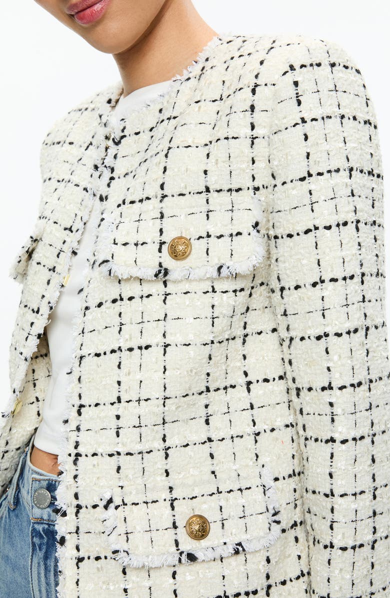 Alice + Olivia Dumont Boxy Tweed Jacket, Alternate, color,