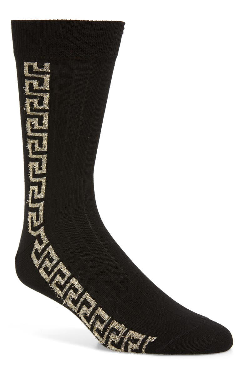 Versace Greek Key Socks, Main, color, 
