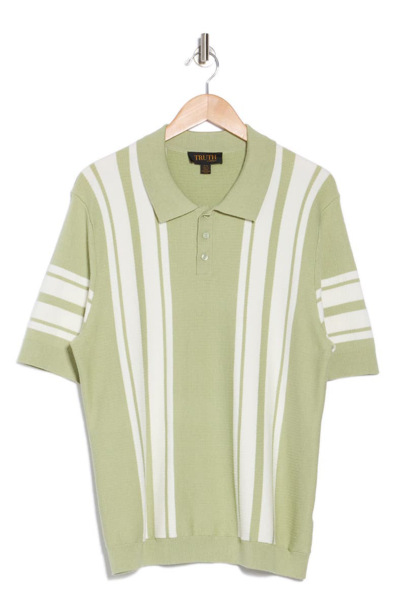 TRUTH Vertical Stripe Sweater Polo, Alternate, color, Green/ Ivory