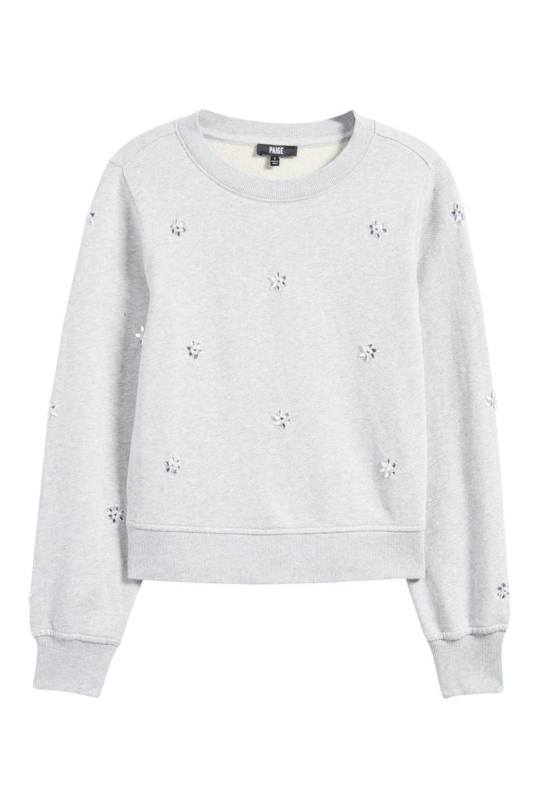 Ordenna Embellished Cotton Sweatshirt, Alternate, color, HEATHER GREY