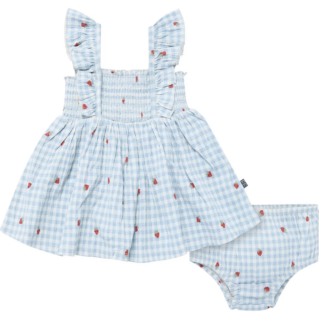 Modern Moments™ By Gerber Ruffle Sleeve Dress And Diaper Cover Set In Ivory Strawberry Gingham