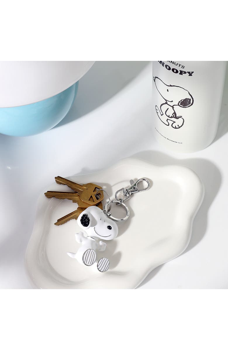 PEANUTS Snoopy Keychain, Silver-Tone Enamel Bag Charm, Alternate, color, White, Silver Tone
