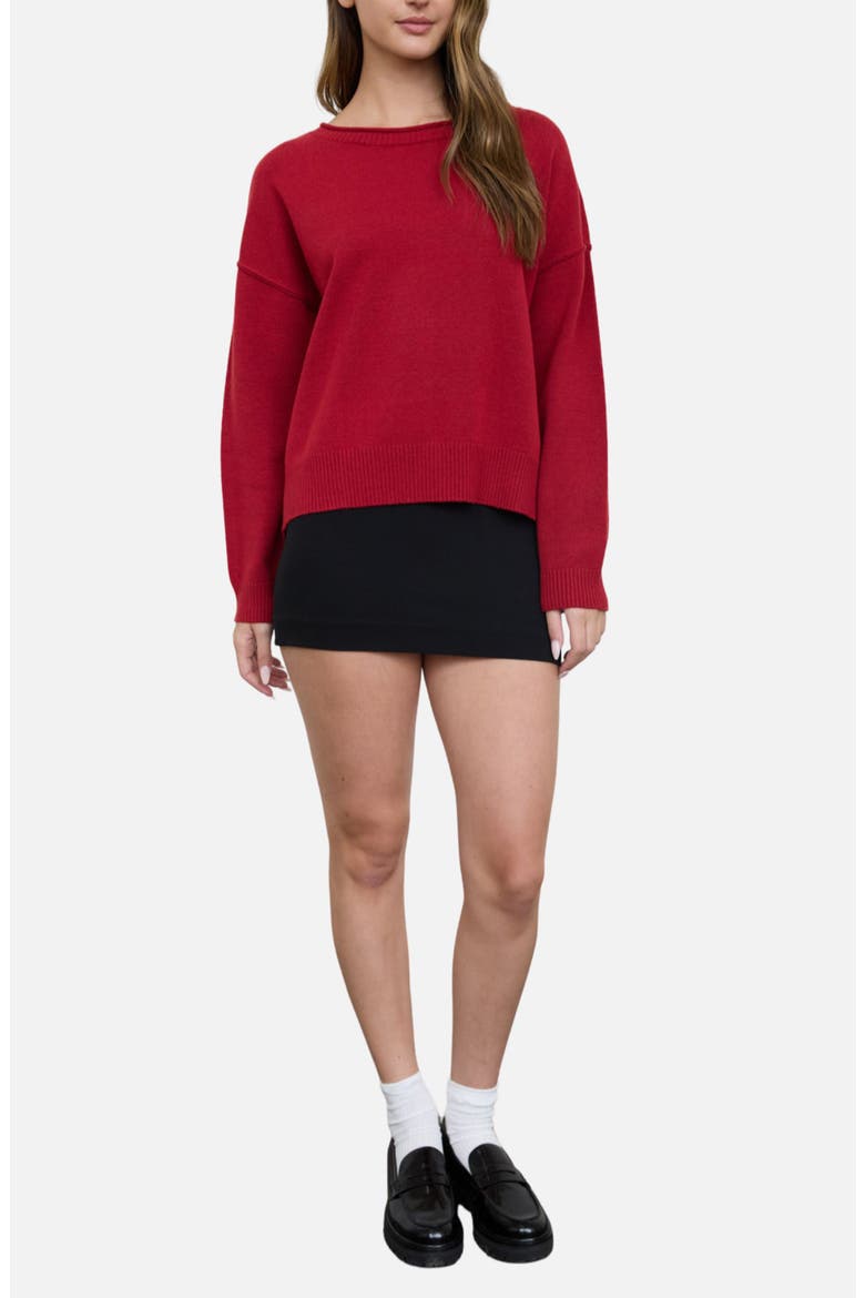 Boatneck Sweater, Alternate, color, RED