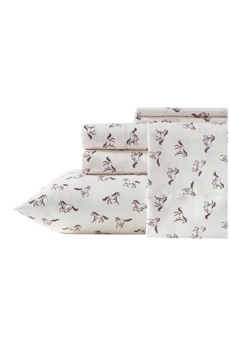 Wild Horses Print Microfiber Sheet Set, Main, color, MEDIUM BEIGE