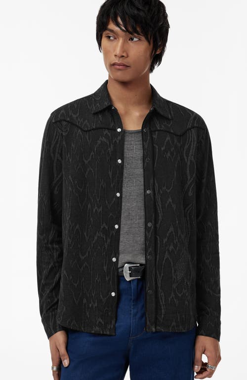 JOHN VARVATOS JOHN VARVATOS MINER JACQUARD SNAP-UP WESTERN SHIRT