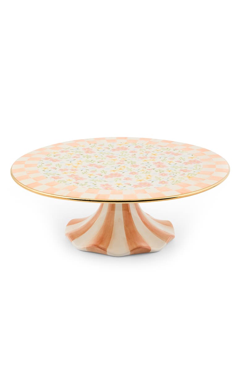 MACKENZIE CHILDS Posie Patch Large Ceramic Pedestal Platter, Main, color, Peach