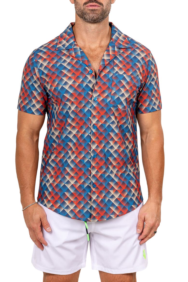 Marthy Red Camp Shirt, Main, color, RED