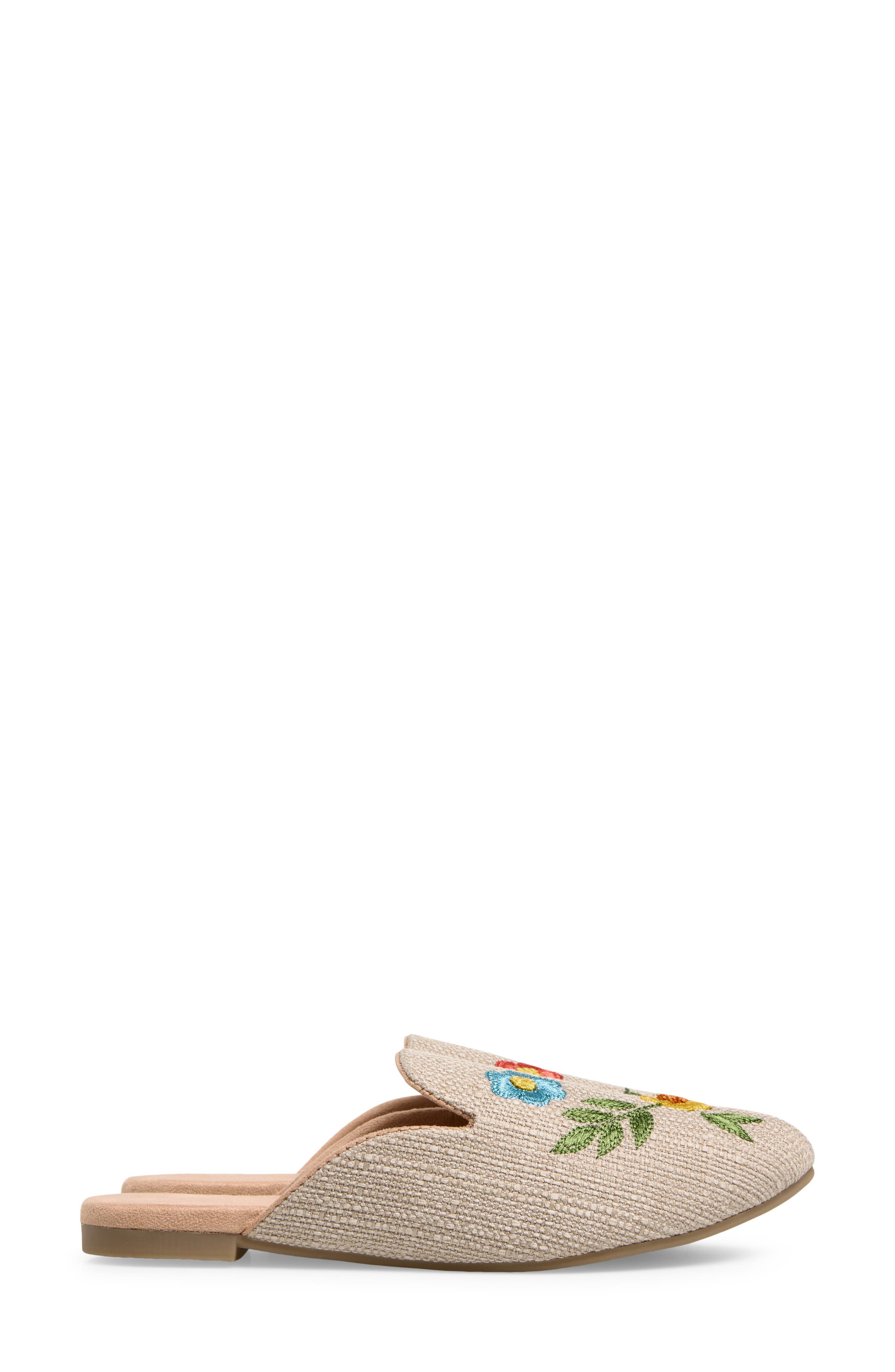 FUCHSIA Sunny Meadows Floral Embroidered Mule, Alternate, color, Light Beige