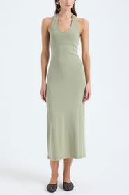 Monlicia Orion Halter Neck Cotton Bodycon Midi Dress