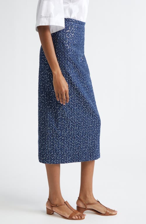 Michael Kors Collection Sequin Embellished Pencil Midi Skirt In Blue