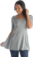 24seven Comfort Apparel Elbow Sleeve Swing Tunic Top