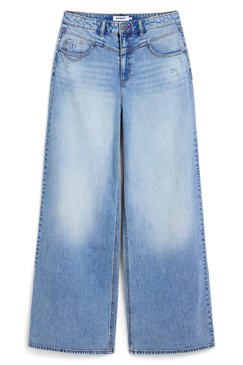 Shadow Pocket Wide Leg Jeans, Alternate, color, MEDIUM BLUE