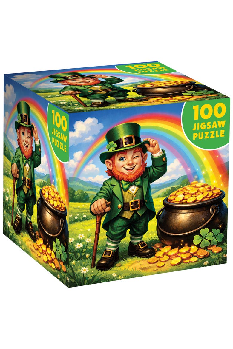 St. Patrick's Day 100 Piece Puzzle - Shamrock Wishes - 10"x10", Main, color, Multicolor