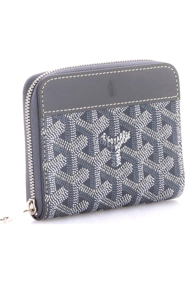 Pre-Owned Goyard Matignon Zip Wallet Coated Canvas with Leather PM, Alternate, color, Gray