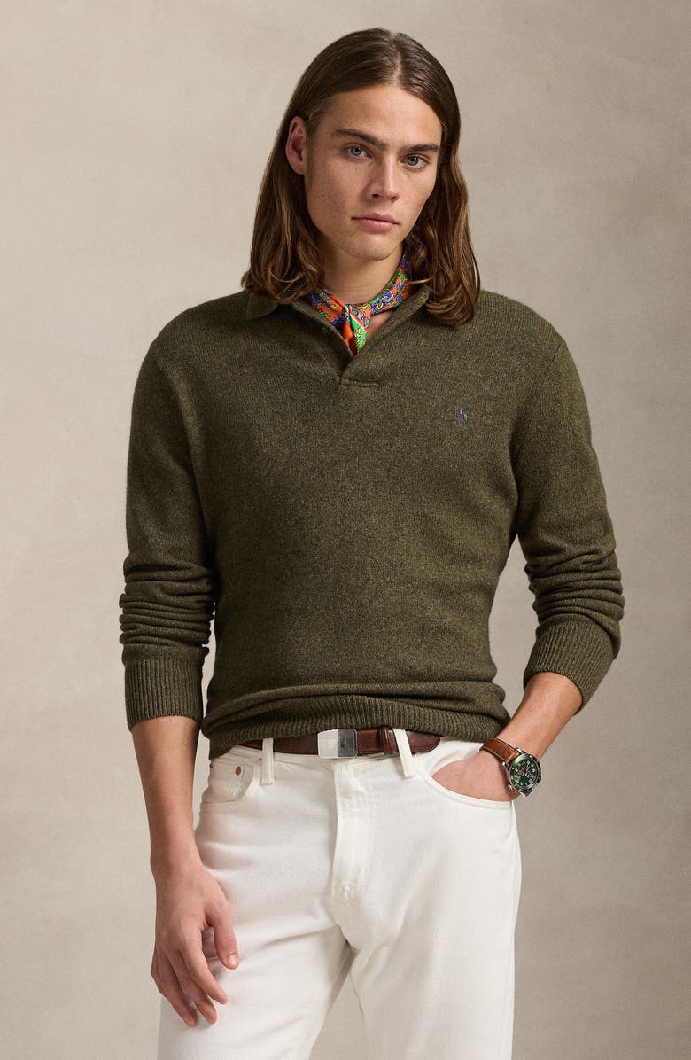 Polo Ralph Lauren Long Sleeve Wool & Cotton Polo Sweater, Alternate, color, 