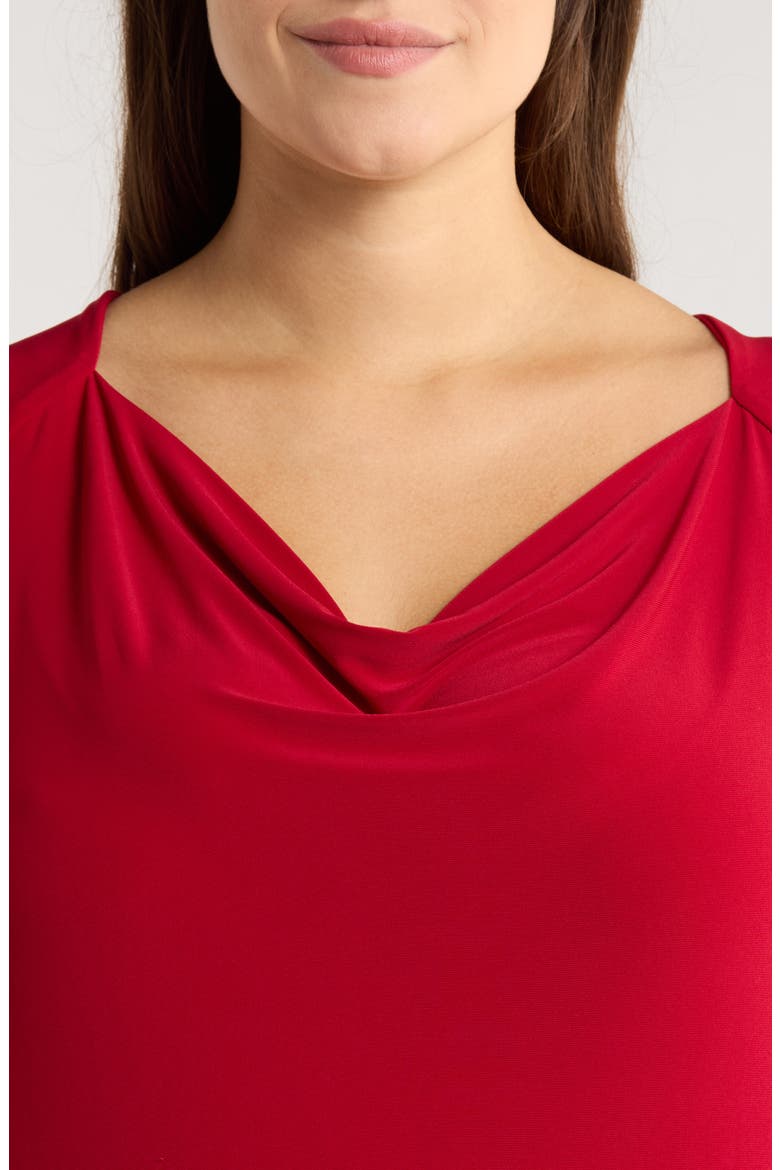 Cowl Neck Top, Alternate, color, FIRE RED