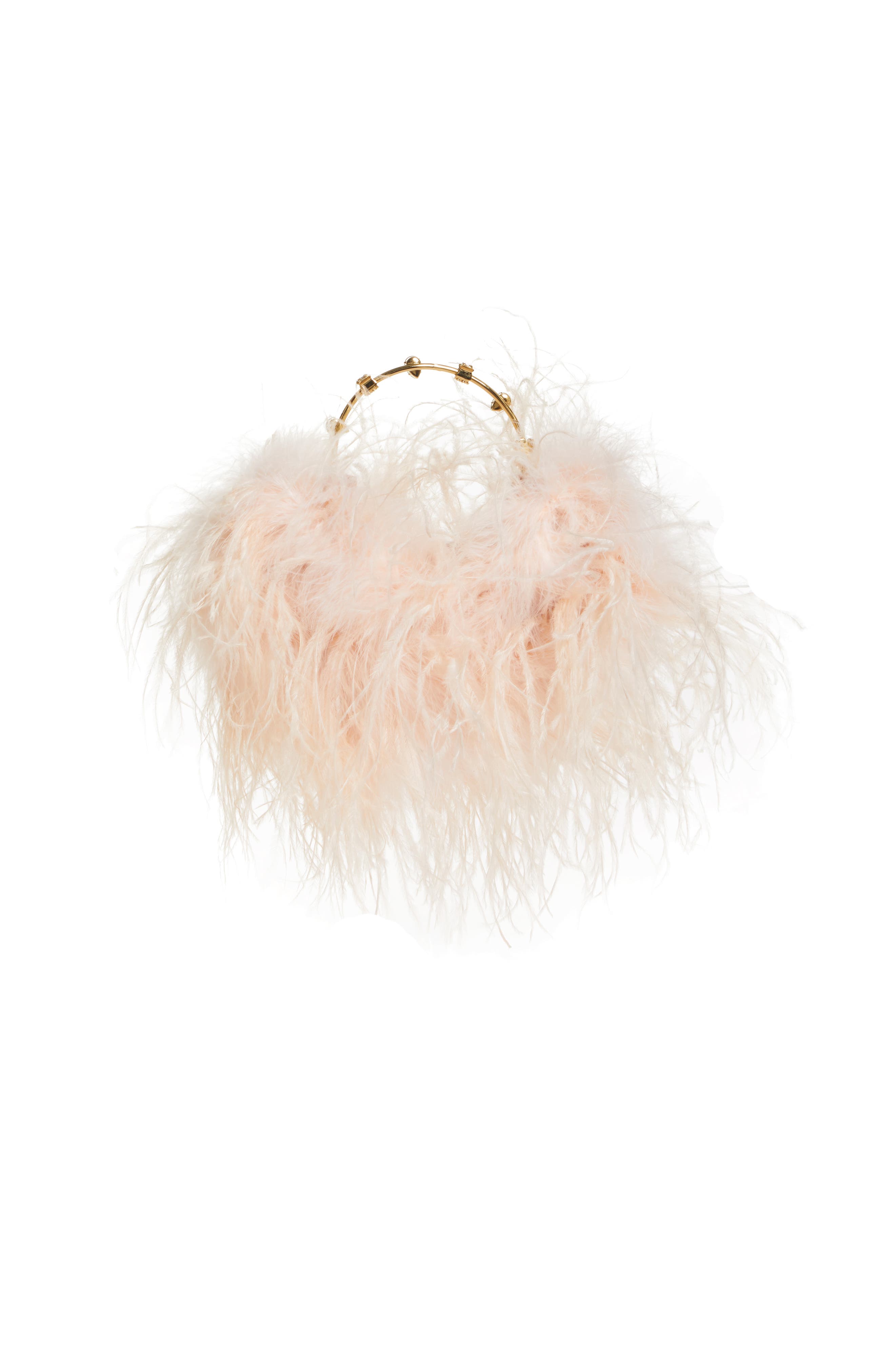 L'alingi Feather Top Handle Bag, Alternate, color, NUDE