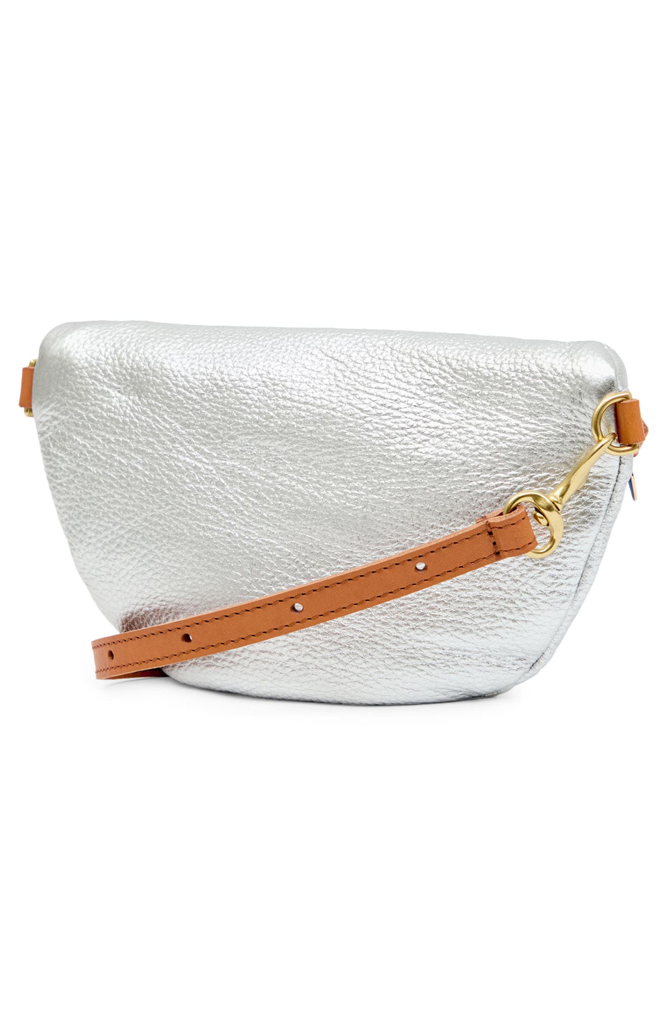 Clare V. Petit Metallic Leather Belt Bag, Alternate, color, Silver