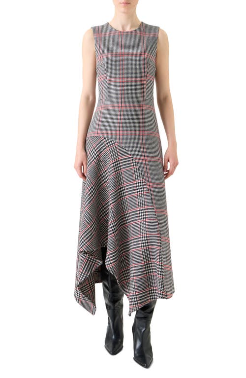 Akris Punto Glen Plaid Asymmetric Virgin Wool Dress In Multi
