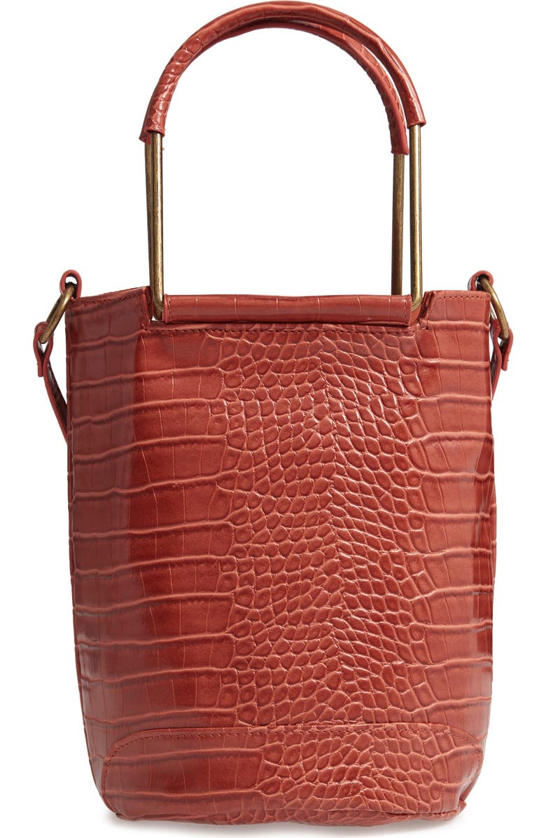 T-Shirt & Jeans Croc Embossed Faux Leather Tote, Main, color,