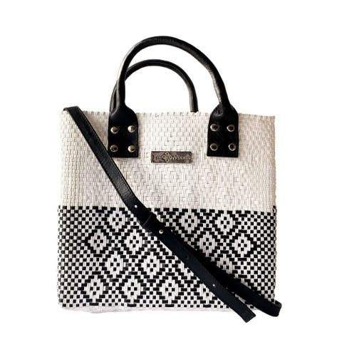 White Large Woven Crossbody Bag