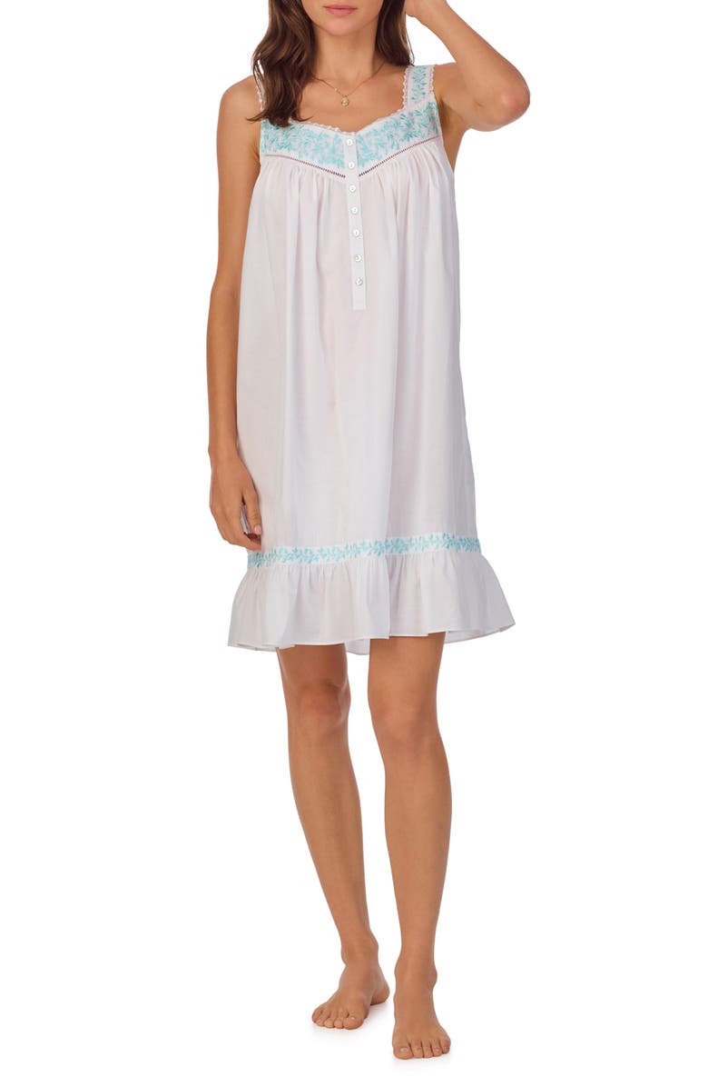 Eileen West Sleeveless Cotton Lawn Short Chemise, Main, color, 