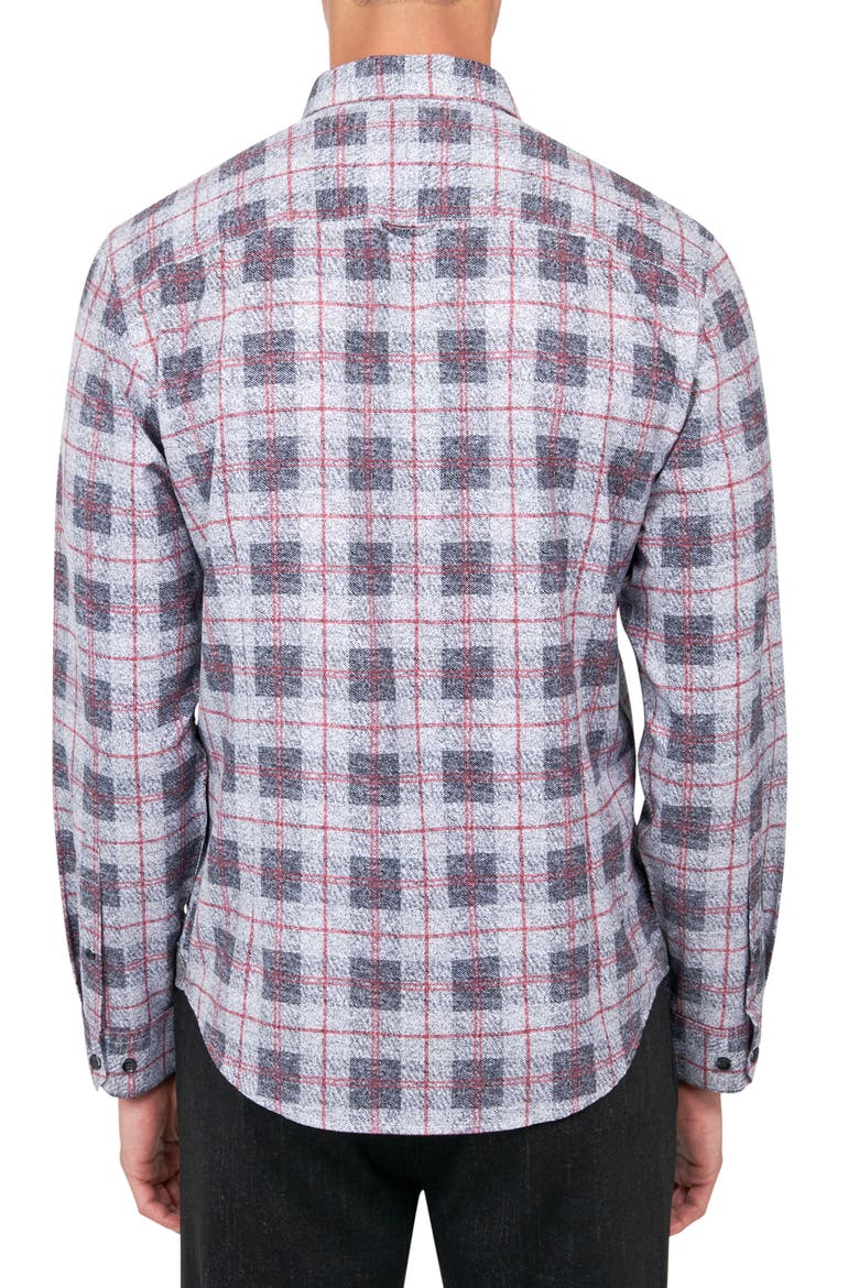 Plaid 4-Way Stretch Performance Long Sleeve Shirt, Alternate, color, GREY