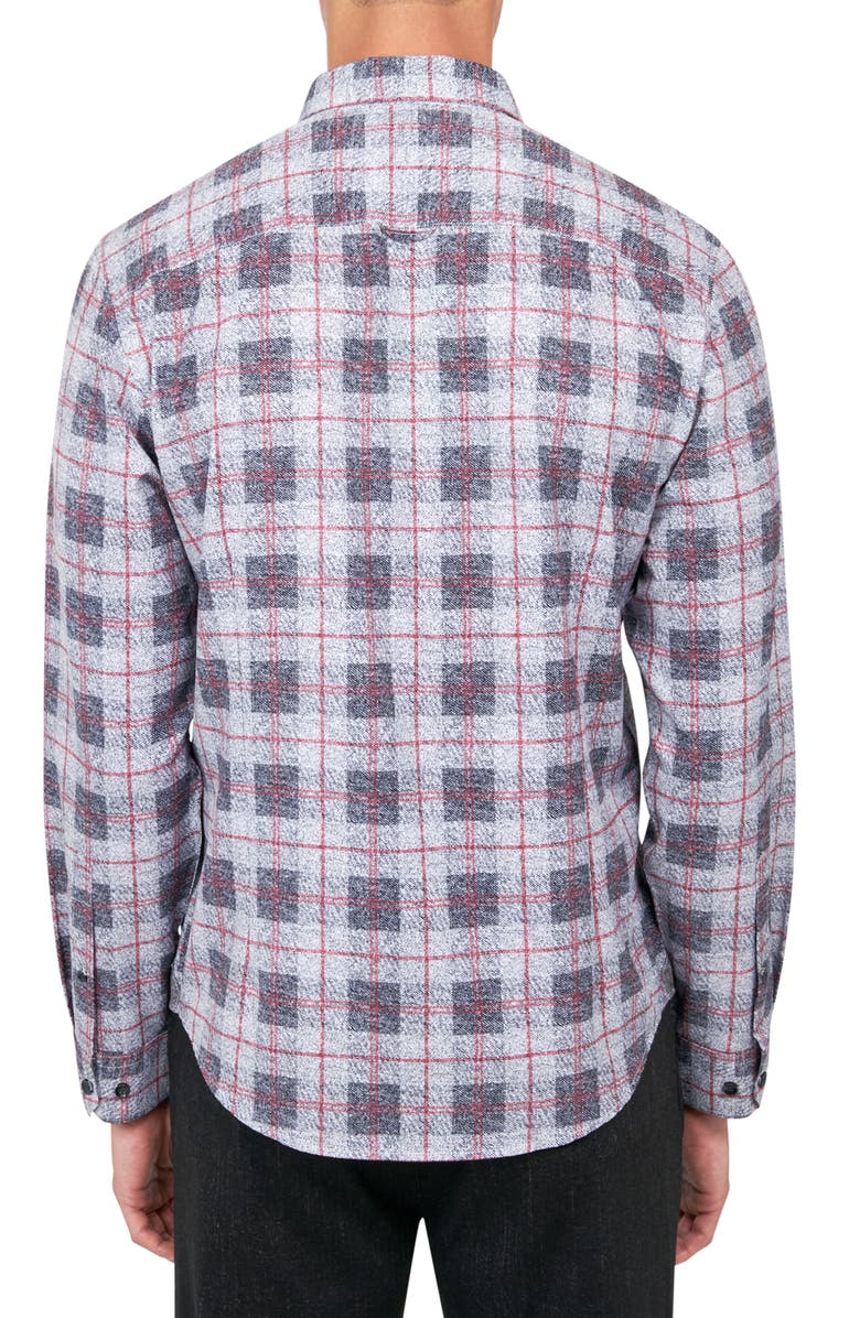 Brooklyn Brigade Plaid 4-Way Stretch Performance Long Sleeve Shirt, Alternate, color, Grey