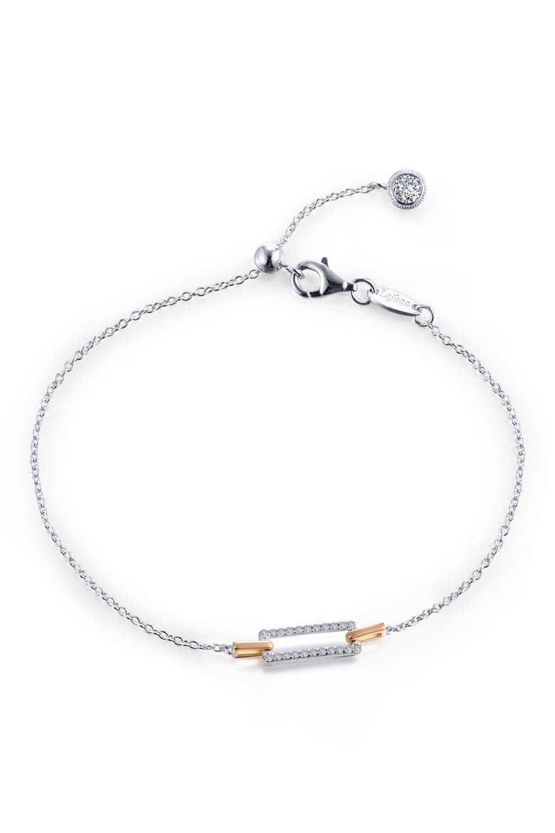 Geometric Link Adjustable Bracelet, Main, color, WHITE GOLD