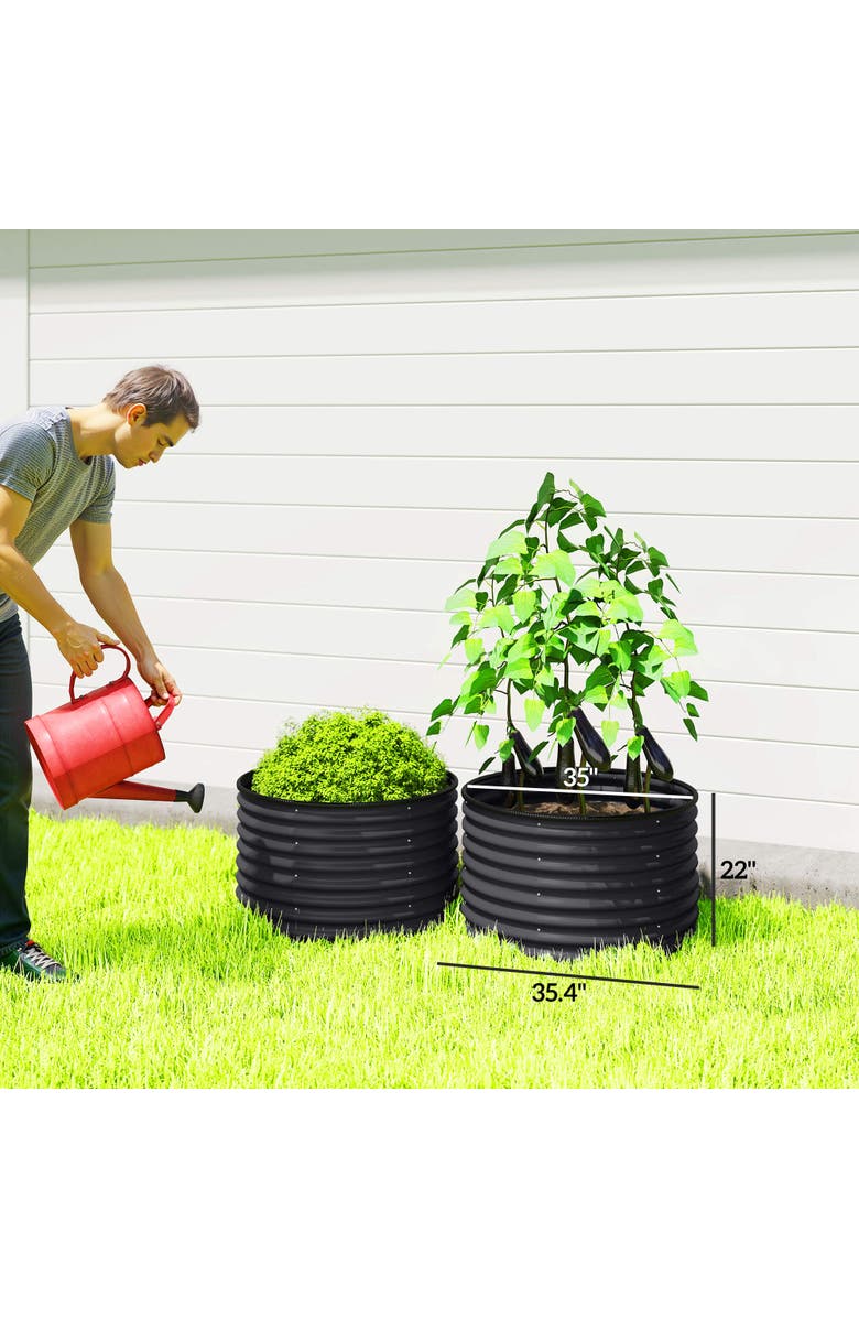 Outsunny Raised Set of, Planters for Plants with Safety, Alternate, color, Dark Gray