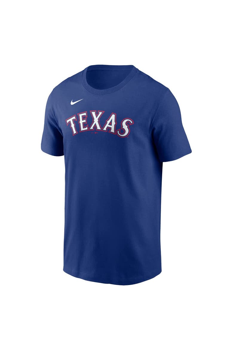 Men's Nike Wyatt Langford Royal Texas Rangers Fuse Name & Number T-Shirt, Alternate, color, Royal