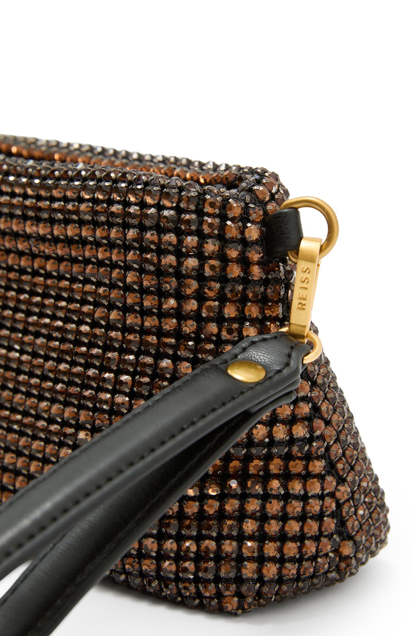 Olga Crystal Embellished Clutch, Alternate, color, CHOCOLATE
