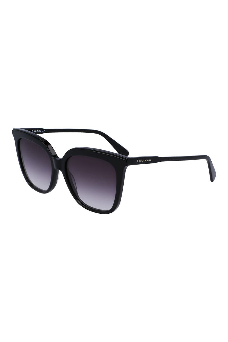 53mm Rectangular Sunglasses, Alternate, color, BLACK